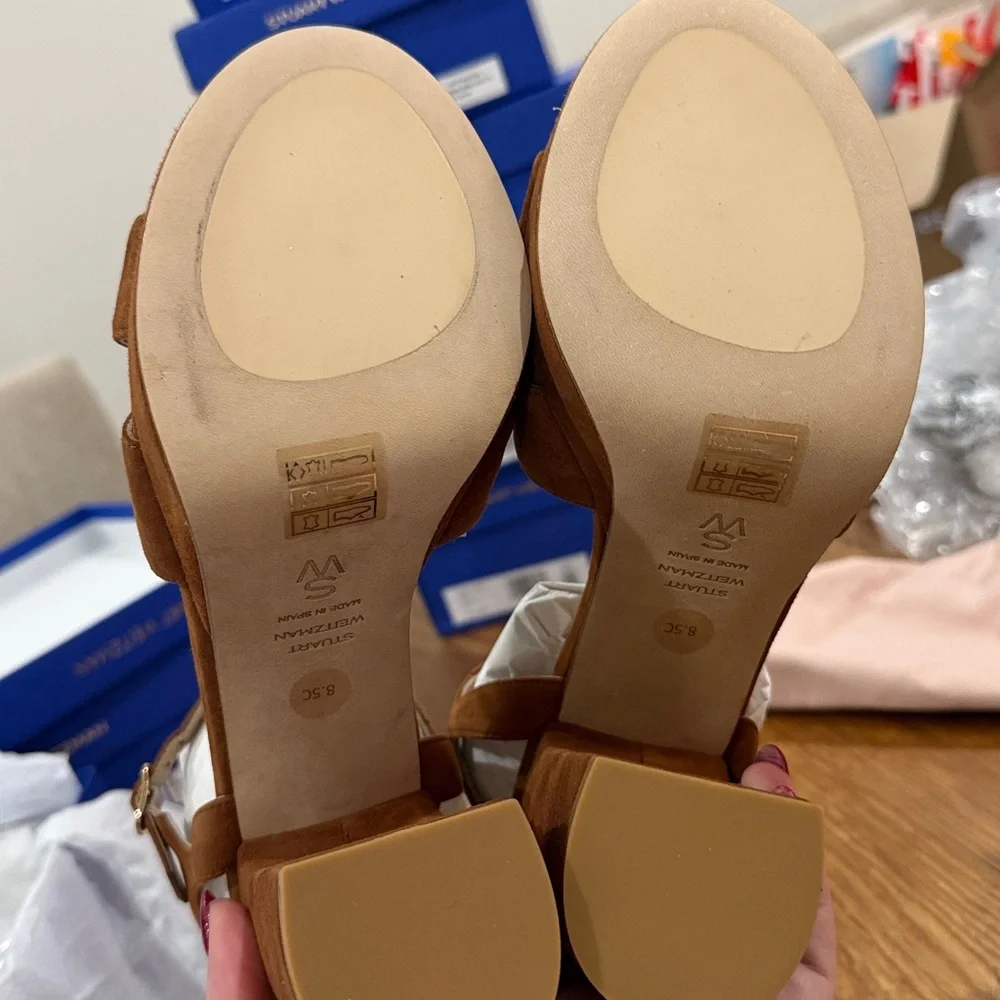 Stuart Weitzman Brown Suede Dayna Platform Sandal